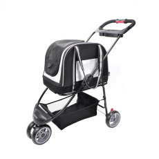 IBIYAYA Double Fun Pet Carrier Stroller – Metallic Silver 雙重奏分離式寵物提包推車